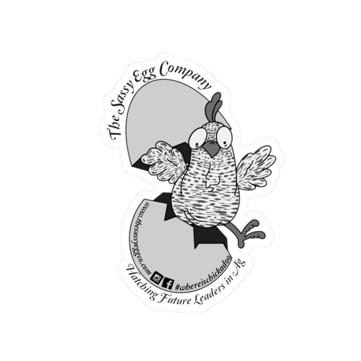 Grayscale Chick-A-Doo Sticker